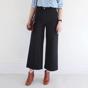 Everlane High Waist Wide Leg Crop Black Pant 2
